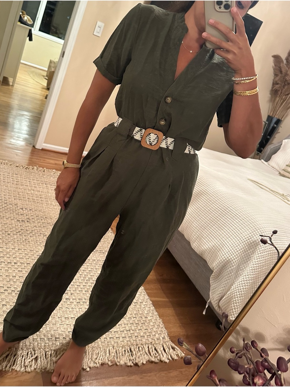 Zara Linen Jumpsuit with Belt